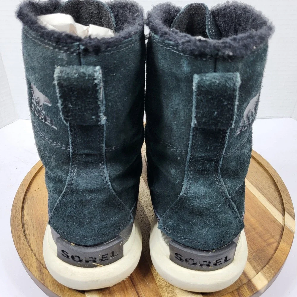 Sorel‎ Explorer II Joan Black Waterproof Suede Winter Boots NL4462-010 Womens 7